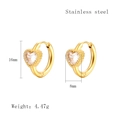 Orecchino a cerchio in acciaio inossidabile dorato con ciondolo in zircone a cuore trasparente - Stile Cuore (LE3533 Oro)