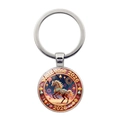 Detalle de un llavero del Año del Caballo 2026 con un anillo de metal plateado - Patrón de Caballo Decorativo Adornado (Silver-7)