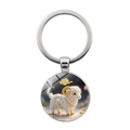 Portachiavi con segno zodiacale pecora 3D con corna dorate e motivo a nuvole - Pecora (Argento-8)