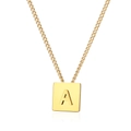 Collana minimalista in acciaio inossidabile dorato con ciondolo quadrato e lettera A a rilievo - Lettera A Oro