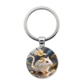 Portachiavi segno zodiacale topo con raffinati dettagli dorati su ciondolo bianco - Topo (Argento-1) / Argento