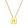 Collana minimalista in acciaio al titanio dorato con pendente quadrato lettera B - Lettera B Oro