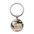 Portachiavi segno zodiacale bue con ciondolo artistico e anello in metallo argentato - Bue (Argento-2) / Argento