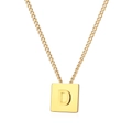 Collana minimalista in titanio dorato con ciondolo quadrato con lettera D in rilievo - Oro Letra D