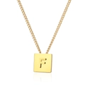 Vergoldete Edelstahlkette mit quadratischem Anhänger und graviertem Buchstaben F - Gold F Buchstabe
