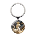 Portachiavi segno zodiacale serpente dorato con ciondolo in vetro per auto - Serpente (Argento-6)