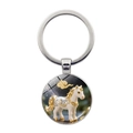Portachiavi in lega di zinco con design a cavallo bianco su cupola di vetro e nuvole d'oro - Cavallo (Argento-7)