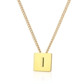 Poliertes 18K Gold Edelstahl Halskette mit quadratischem Buchstaben-I Anhänger für Damen - Gold Buchstabe I