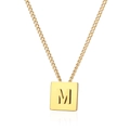 Minimalistische goldene Edelstahlkette mit quadratischem M-Buchstaben-Anhänger - Gold Buchstabe M