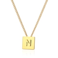 Minimalistische vergoldete Edelstahlkette mit quadratischem Anhänger und Buchstabe N - Gold Buchstabe N