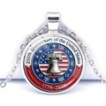 Detail of USA 250th Anniversary pendant with Liberty Bell and stars in glass dome - Liberty Bell and 13 Stars Style (JY9671-11)