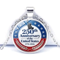 Detail of USA 250th Anniversary pendant with Statue of Liberty and silver chain - Statue of Liberty Silhouette and Olive Branch Style (JY9671-8)