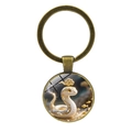 Portachiavi serpente vintage in bronzo con motivo artistico e ciondolo in vetro - Serpente (Bronzo-6)