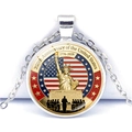 Silver USA 250th Anniversary pendant necklace with Statue of Liberty and US flag - Statue of Liberty and Flag Style (JY9671-1)