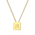 Vergoldete Edelstahlkette mit quadratischem Anhänger und eingraviertem Buchstaben R - Gold Buchstabe R