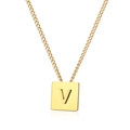 Halskette aus vergoldetem Edelstahl mit quadratischem Anhänger und geprägtem Buchstaben V - Gold V Buchstabe