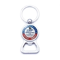 Close-up of commemorative USA 250th Anniversary metal bottle opener keychain gift - Classic USA Color Style (JY9678-8)