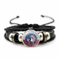 Detail van leren armband met glazen cabochon voor het 250-jarig jubileum van de VS - Vrijheidsklok Jubileum Stijl (JY9673-11)