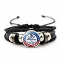 Detail van de USA 250-jarig jubileum lederen armband met Vrijheidsbeeld glazen bedel - Geest van Vrijheid Herdenkingsstijl (JY9673-8)