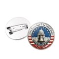 US 250th anniversary round badge with Liberty Bell and US Capitol building graphics - Classic Symbols Combination Style (Silver)