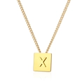 Minimalistische quadratische Goldene Initiale X Halskette mit Kette aus Titanstahl - Gold Buchstabe X