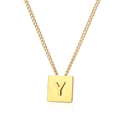 Vergoldete Edelstahlkette mit quadratischem Anhänger und Gravur des Buchstabens Y - Gold Buchstabe Y