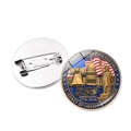 Spilla tonda in metallo per il 250° anniversario USA con bandiera e Statua della Libertà - Stile Elementi Iconici a Colori (Argento)