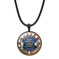 Detailed glass pendant necklace for the US 250th Anniversary with eagle and flag design - Blue Red Eagle and 250th Anniversary (JY9677-12)