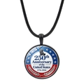 Detailed macro of USA 250th Anniversary pendant with Statue of Liberty and laurel leaves - Statue of Liberty Silhouette and Star Ring (JY9677-8)