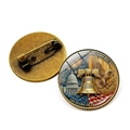 Vista fronte e retro della spilla commemorativa in bronzo per il 250 anniversario USA - Stile Campidoglio e Campana della Libertà (Bronzo)