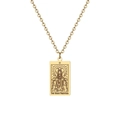Collier Tarot en acier titane doré avec pendentif gravé de la Grande Prêtresse pour femme - La Grande Prêtresse / Argent