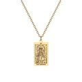 Collier avec pendentif Tarot Impératrice en acier doré gravé du chiffre romain III - L'Impératrice / Argent