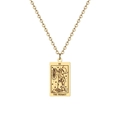 Collier doré avec pendentif carte de tarot l'Ermite IX en acier inoxydable poli brillant - L'Ermite