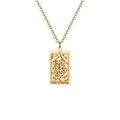 Collier pendentif tarot de la Roue de la Fortune doré en acier inoxydable - Roue de la Fortune