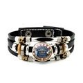 Bracciale multistrato in pelle per il 250° anniversario USA con emblema dell'aquila - Stile Classico in Pelle Intrecciata (JY9682-12)