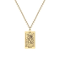 Collier tarot en acier titane doré avec pendentif rectangulaire de la carte Mort XIII - La Mort