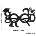 Black glitter GRAD graduation party glasses with mortarboard and scroll design specs - Black