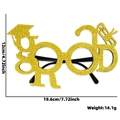 Sparkly gold GRAD letter glasses with mortarboard design for graduation photo props - Gold