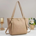 Sac cabas beige chic avec motifs de cœur en relief et bandoulière réglable - Abricot