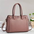 Dusty pink faux leather tote bag with gold heart decor and adjustable shoulder strap - Pink