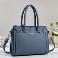 Blue soft leather tote bag with heart details and adjustable shoulder strap - Blue