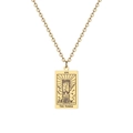 Collier avec pendentif Tarot en acier inoxydable doré, motif de la carte La Tour - La Maison Dieu