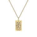 Collier Tarot doré avec pendentif Le Monde en acier inoxydable poli brillant - Le Monde