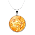 Sonnensystem Anhänger Halskette mit silberner Kette und Glas-Cabochon-Design - Sonne