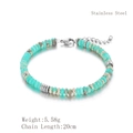 Bracciale di pietre naturali blu con chiusura a moschettone in acciaio inossidabile - Trama in Pietra Naturale Blu-Verde (LB1062 Argento)