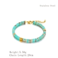 Bracciale di perline in pietra naturale turchese con chiusura in acciaio inossidabile - Trama in Pietra Naturale Blu-Verde (LB1062 Oro)