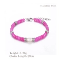 Bracelet en perles roses facettées avec perle centrale et fermoir en acier inoxydable - Perles Facettées Roses Avec Perle (LB1063 Argent)