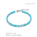 Bracelet tendance en perles de turquoise et acier inoxydable avec accents argentés et fermoir - Perles Facettées Turquoise (LB1068 Argent)
