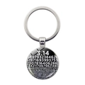 Dettaglio macro del portachiavi argento con costante matematica Pi su ciondolo nero - Stile Simbolo Pi Matematica (JY0036-10)