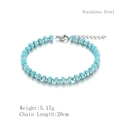 Bracelet en perles de turquoise bleue et acier inoxydable avec fermoir mousqueton - Perles Disques Bleu Ciel (LB1069 Argent)